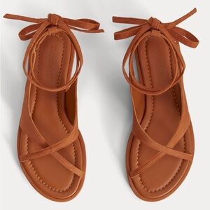 Everlane Tan Lace-Up Cross Strap Sandals